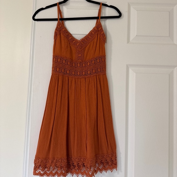 Abercrombie & Fitch Rust Orange Crochet Lace trim Cami Dress - Lined - Picture 1 of 1